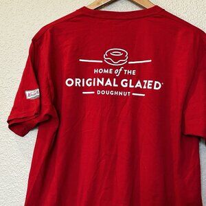 Krispy Kreme Doughnuts Mens Size L T-shirt Red Crew Neck Donut Tee Employee